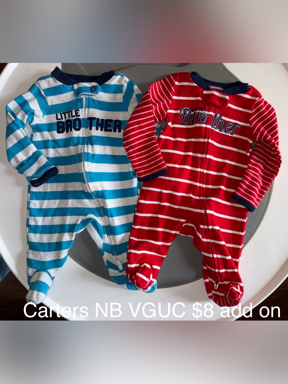 Carter's Striped 'Little Brother' Footed One-Piece Set - Blue & Red